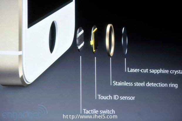 iPhone 5s的Home键还具有指纹识别功能,采用Touch ID指纹辨识器 iPhone 5s的Home键还具有指纹识别功能,采用Touch ID指纹辨识器