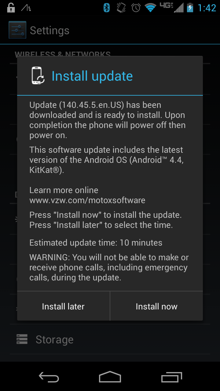MOTO X Verizon版获得Android4.4 Kitkat 140.45.5版本OTA升级 MOTO X Verizon版获得Android4.4 Kitkat 140.45.5版本OTA升级