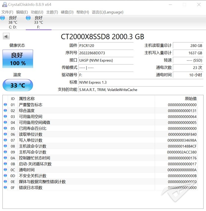 美光英睿达 Crucial X8 2TB移动SSD固态硬盘评测