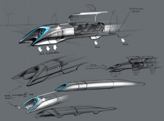 未来 Hyperloop 超回路列车运输工具的 Alpha 版概念