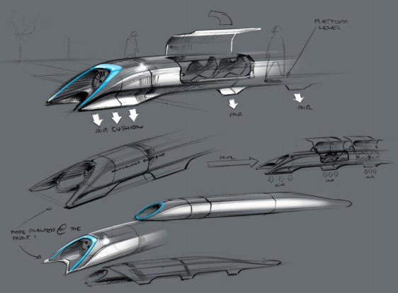 未来 Hyperloop 超回路列车运输工具的 Alpha 版概念 未来 Hyperloop 超回路列车运输工具的 Alpha 版概念