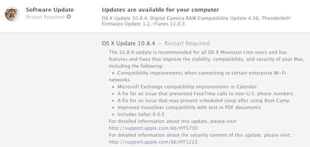 苹果公司 Apple 发布 OS X 10.8.4 更新