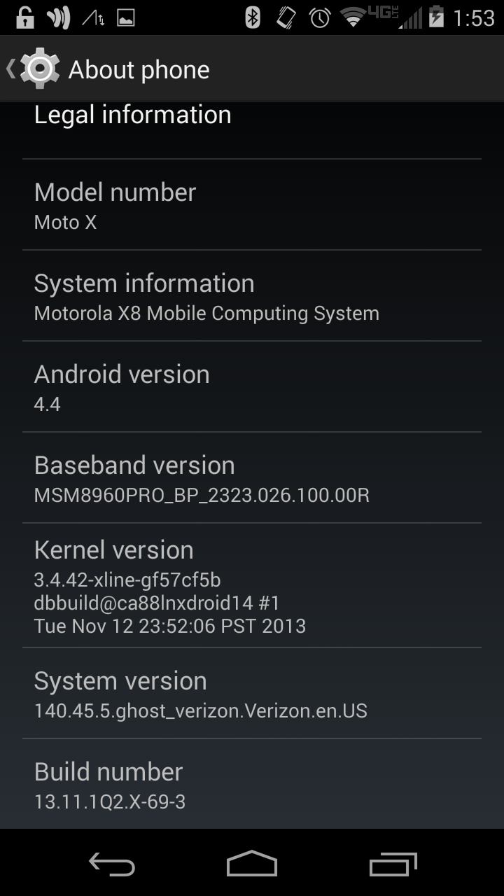 MOTO X Verizon版获得Android4.4 Kitkat 140.45.5版本OTA升级