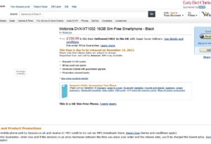 MOTO G登陆卓越亚马逊英国站160英镑 本周四出货 约合人民币1573元_爱黑武
