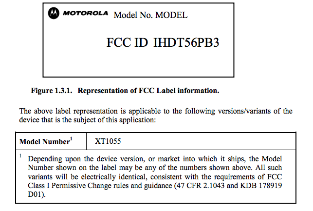 MOTO X 之一：XFON XT1055 登陆 FCC 认证中心