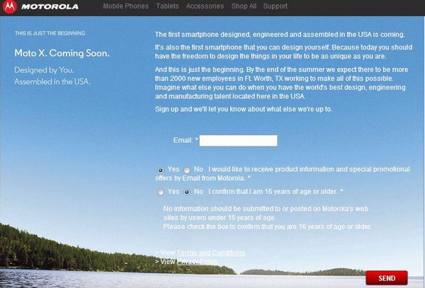 摩托罗拉美国官方网站惊现MOTO X注册页面