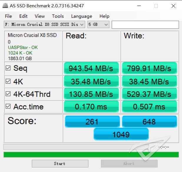 美光英睿达 Crucial X8 2TB移动SSD固态硬盘评测 5GB读写测试