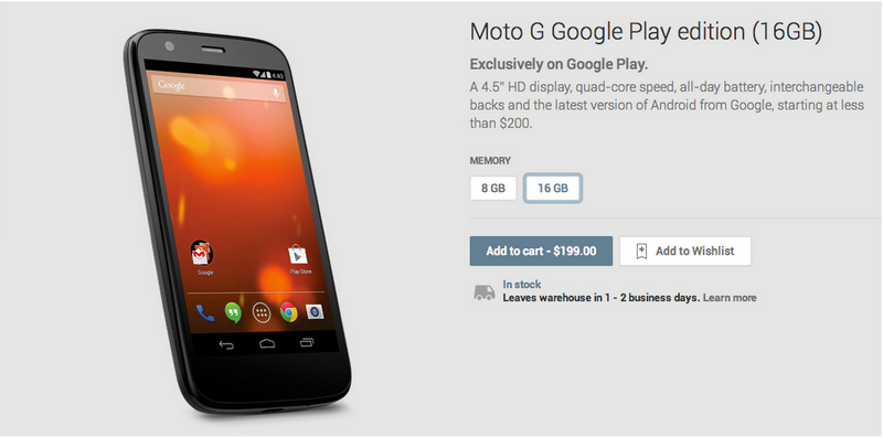 Moto G推出了Google Play Edition