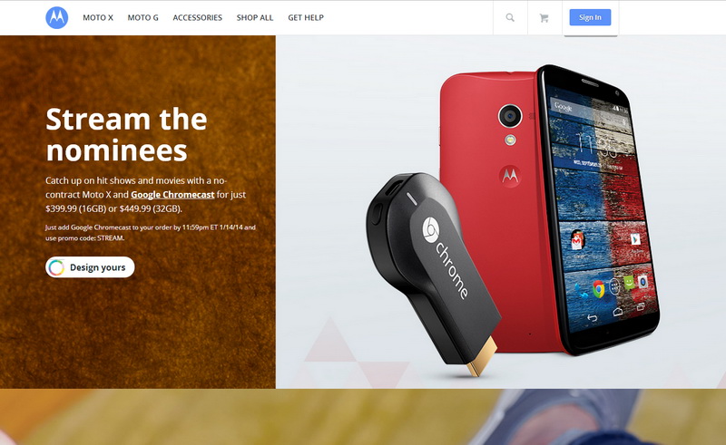 美国摩托罗拉订购Moto X即送Chromecast