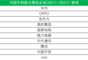 2022中国专利能力领先企业榜单公布_爱黑武