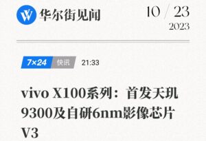 vivo X100系列11月发布 首发天玑9300及自研6nm影像芯片V3_爱黑武